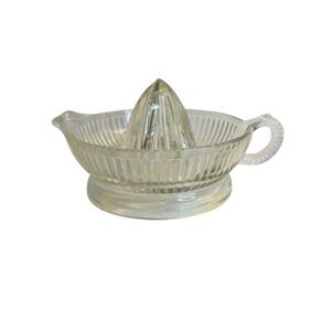 Vintage Glass Citrus Juicer‎ Reamer Bowl with Handle Ribbed
